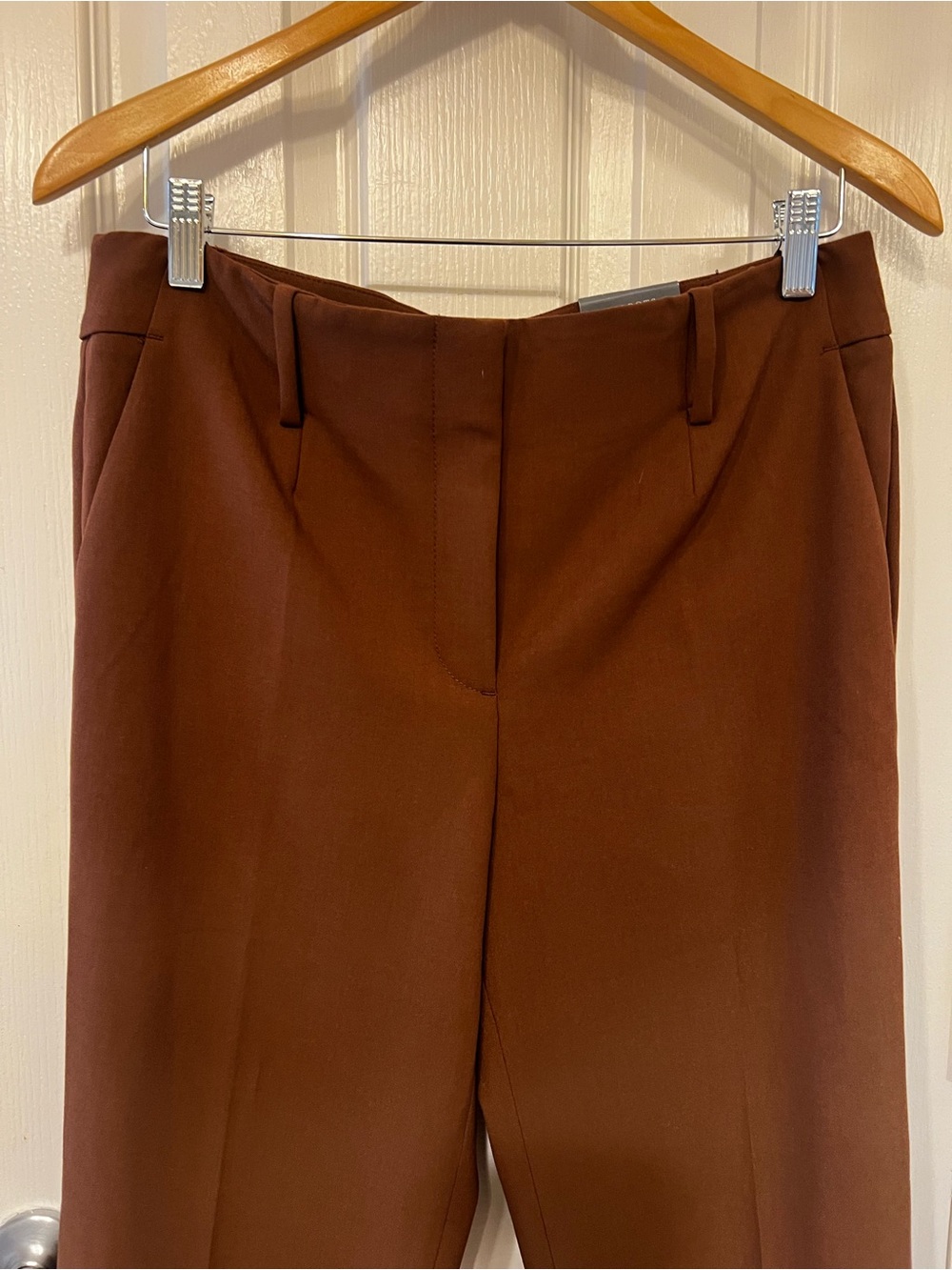 NWT Talbots Southampton Chocolate Brown Straight Leg Mid Rise Trousers, Size 8 - Picture 2 of 10